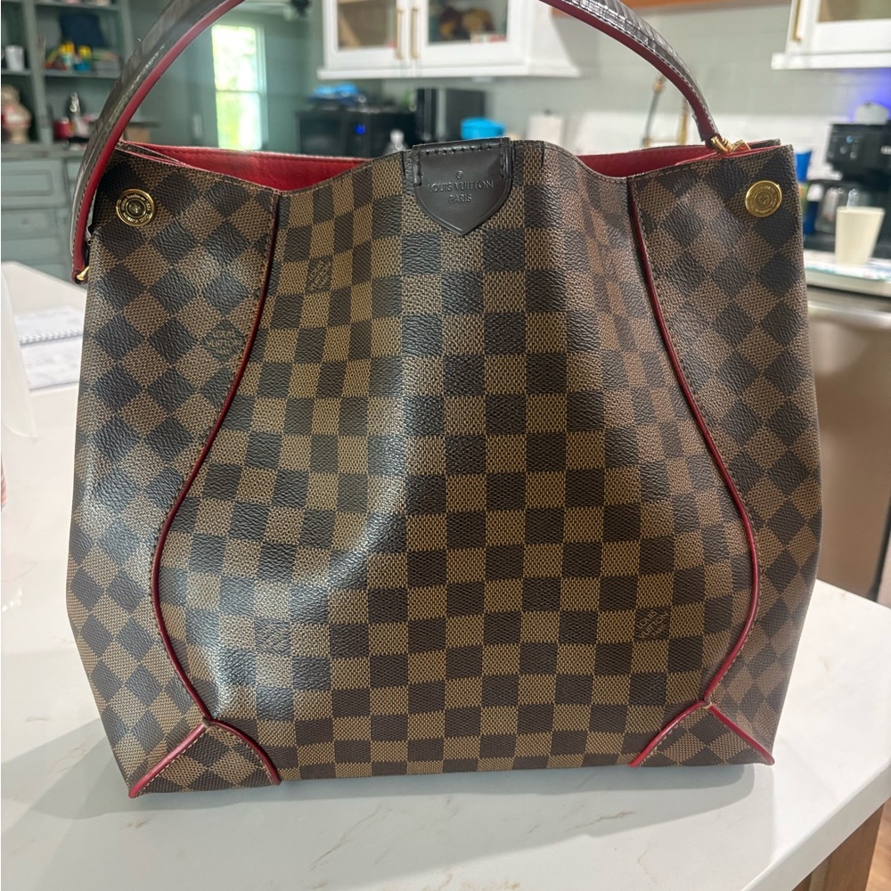 Louis Vuitton Kaisa Hobo Damier Ebene and red  Women's Bag